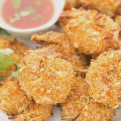 Cách làm tôm lăn dừa nướng giòn