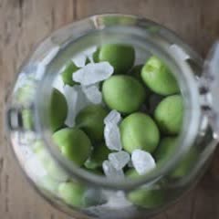 Cách làm rượu mơ xanh ngâm đường phèn