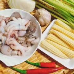 Cách Làm Bạch Tuộc Xào Cần Tây, Bắp Non, Bổ Dưỡng