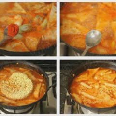 Cách làm mì kim chi bánh gạo