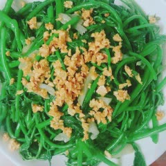 Cách làm Đọt rau lang xào tỏi