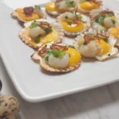 Cách làm sò điệp trứng cút nướng mỡ hành