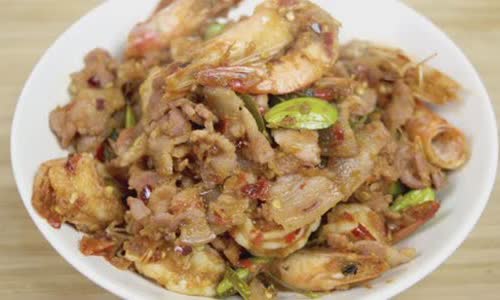 Cách làm tôm thịt xào đậu Parkia speciosa Thái Lan
