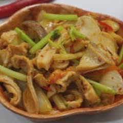 Cách làm dạ dày heo xào sa tế