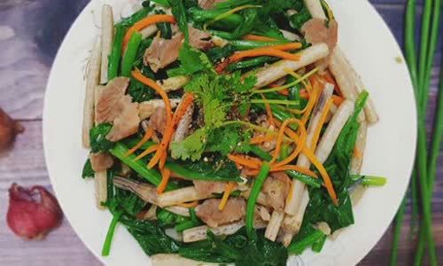 Cách làm Ngó Sen Xào Thịt Heo cải bó xôi dinh dưỡng