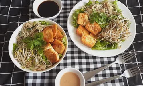 Cách làm Salad chay đậu nấm sốt mè