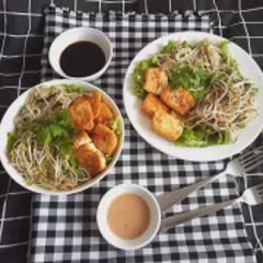 Cách làm Salad chay đậu nấm sốt mè