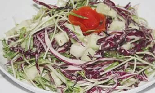 Cách làm Salad Rau Mầm Trộn Bắp Cải Tím đơn giản, lạ miệng