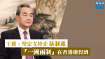 【移交逃犯修例】王毅:堅定支持止暴制亂 「一國兩制」在香港辦得到