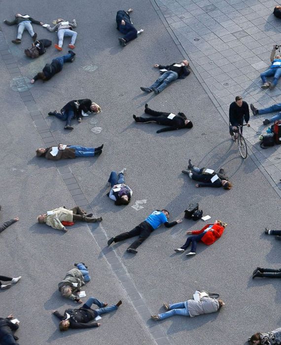 People laid down on the streets of Germany for an art project.