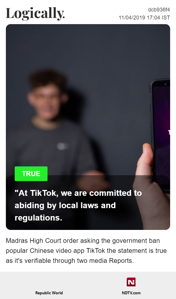 "At TikTok, we are committed to abiding by local laws and regulations.