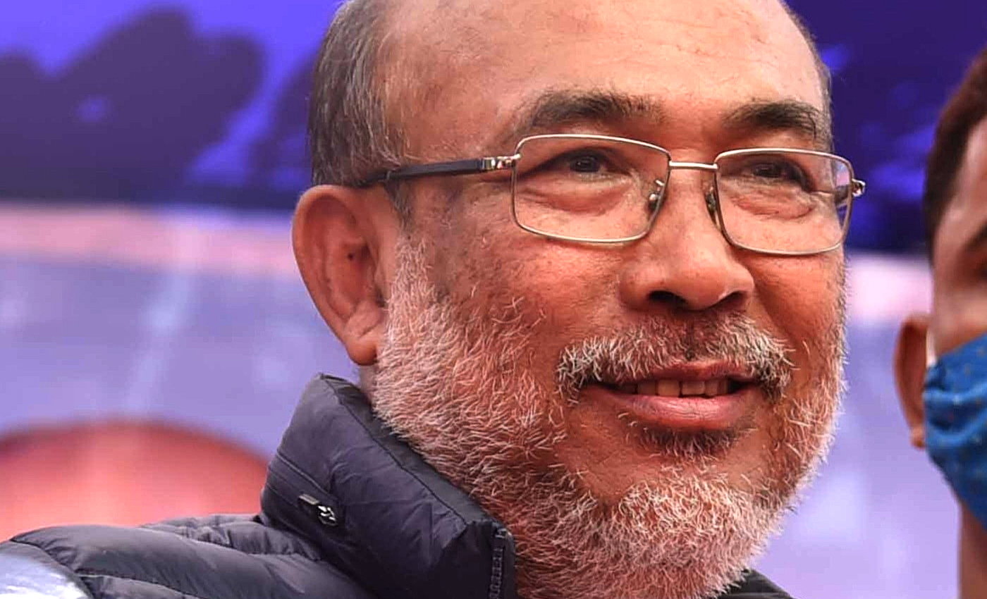 Manipur CM N Biren Singh made school children kneel and bow down.
