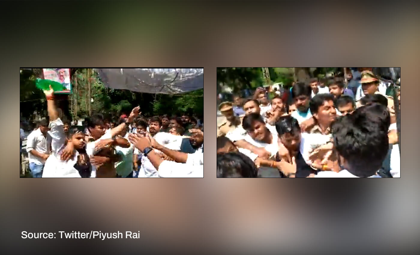 A young man tried immolating himself in India at a protest over unemployment.