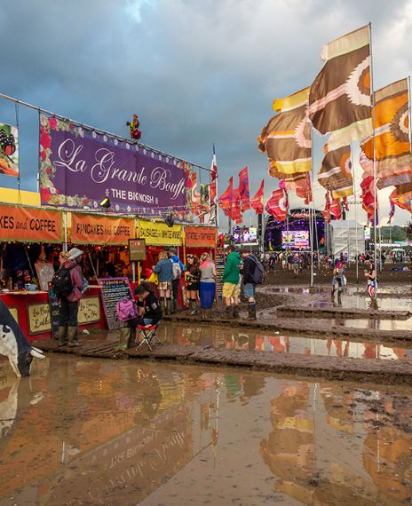 Meteorologists have administered a 'Stormzy' weather warning for the Glastonbury music festivals.