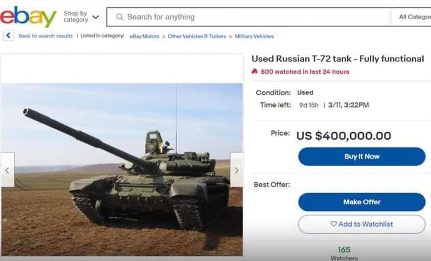 Russian tanks are being sold on eBay.