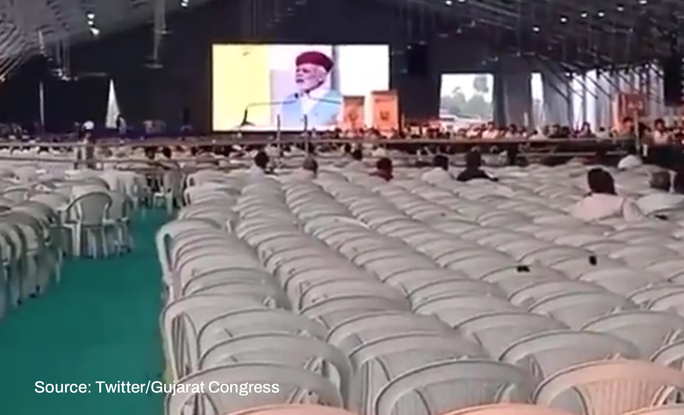 PM Narendra Modi's election rally in Gujarat had very few attendees.