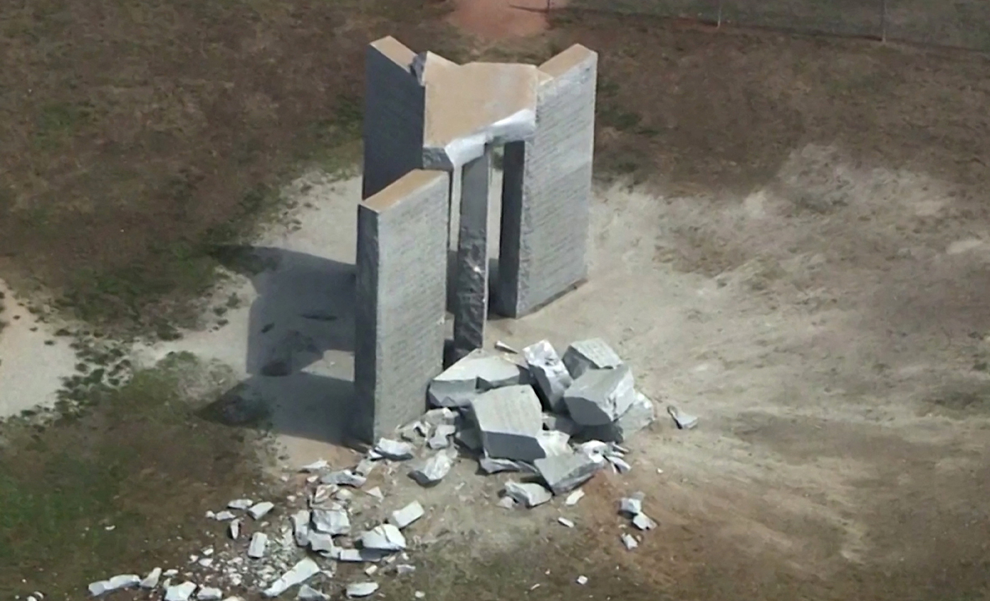 The Georgia Guidestones monument collapsed due to an earthquake.