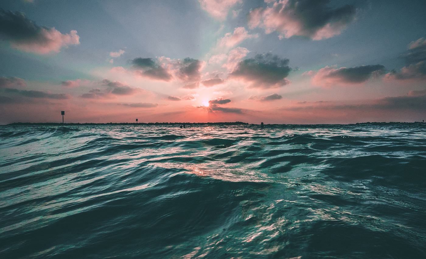 The ocean is purple in colour.