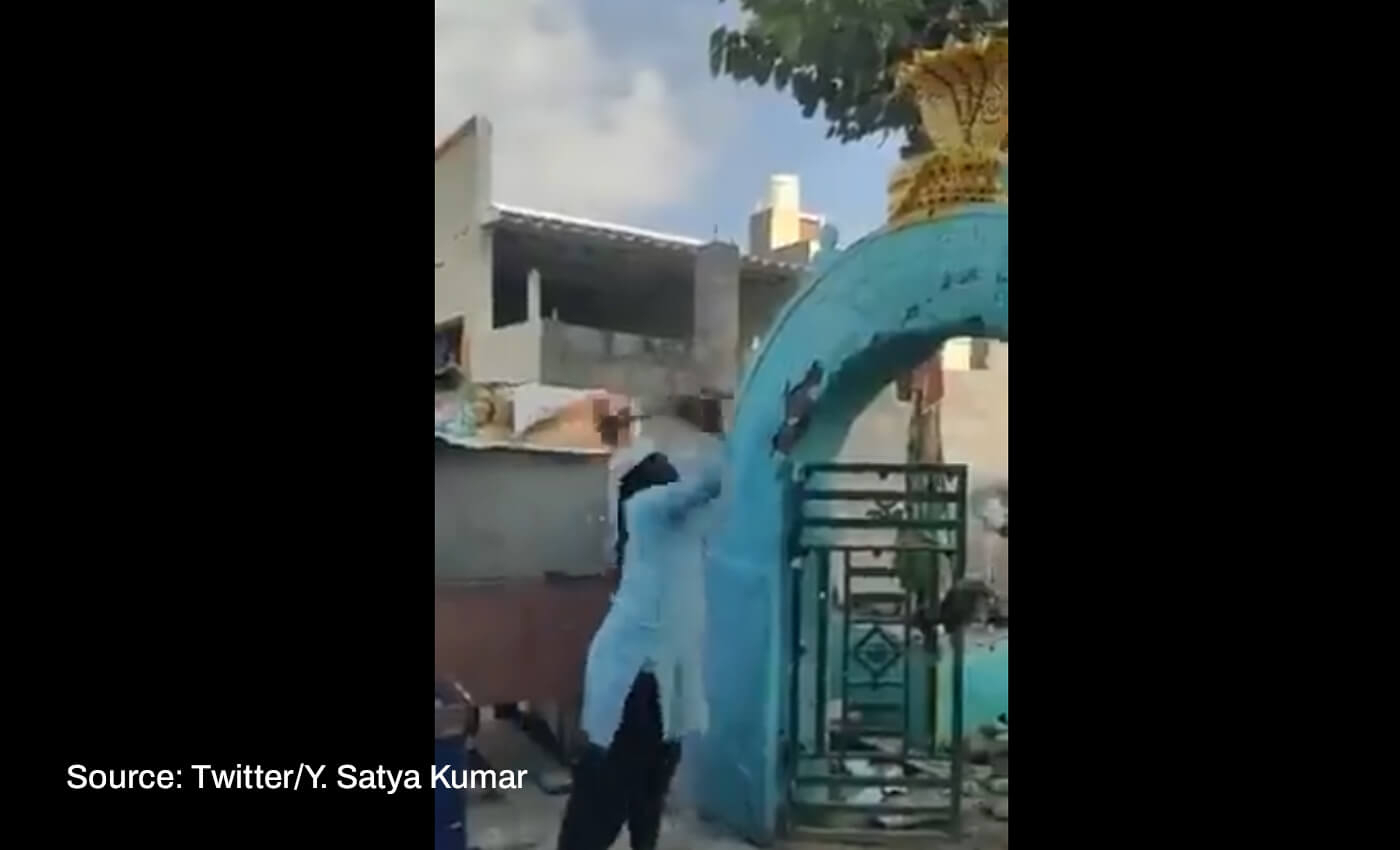 A Muslim man destroyed an old Hindu temple in Andhra Pradesh.