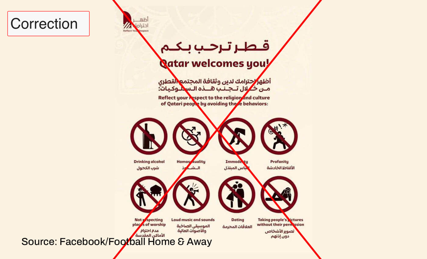 Qatar FIFA World Cup 2022 has released an infographic listing restriction on alcohol, loud music, and profanity.