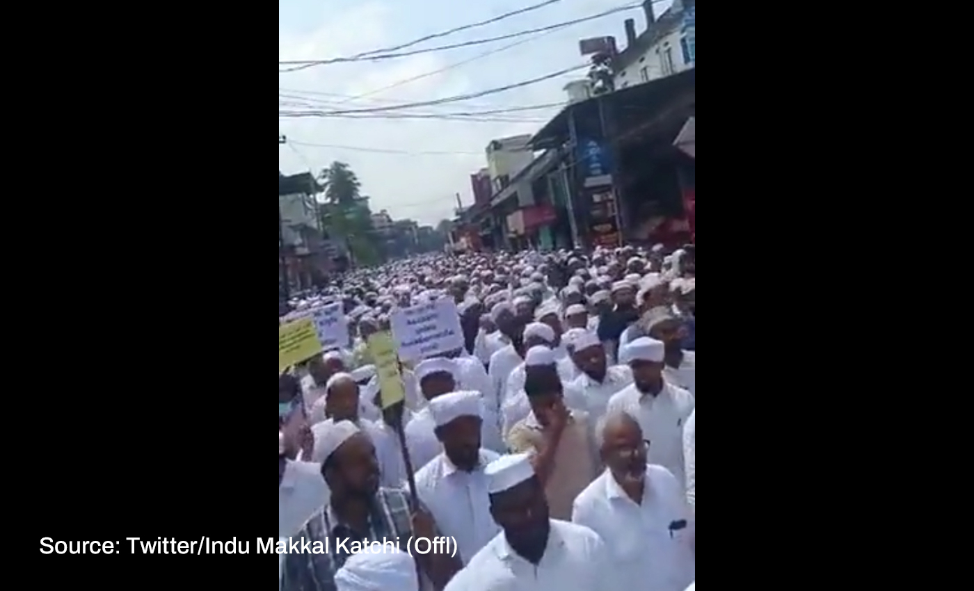 Several Muslims gathered to protest the appointment of a new Brahmin Collector in Kerala.