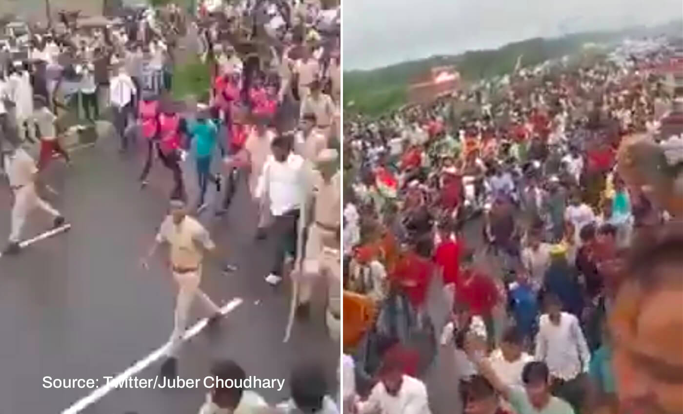 Hundreds of people blocked the road during Bhim Army Chief Chandrashekhar Azad's visit to Jalore, Rajasthan.