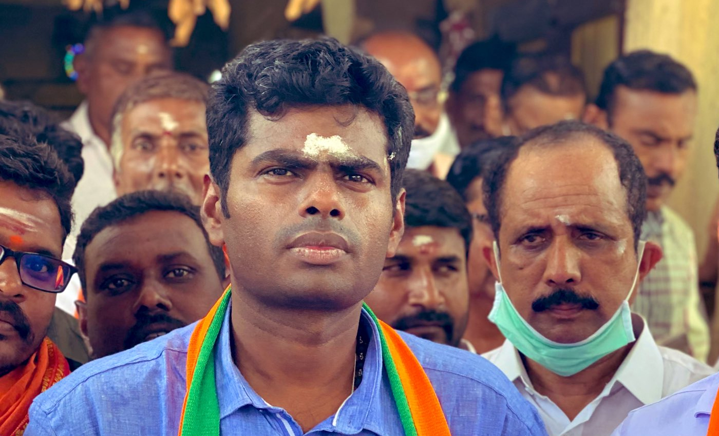 Former IPS officer Annamalai filed a nomination from the Aravakurichi Assembly constituency.