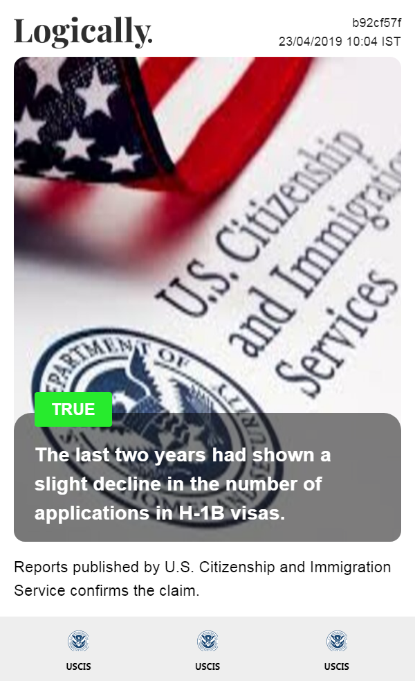 The H-1B visas are relied upon heavily by the Indian tech sector for servicing clients in the US.The last two years had shown a slight decline in the number of applications.
