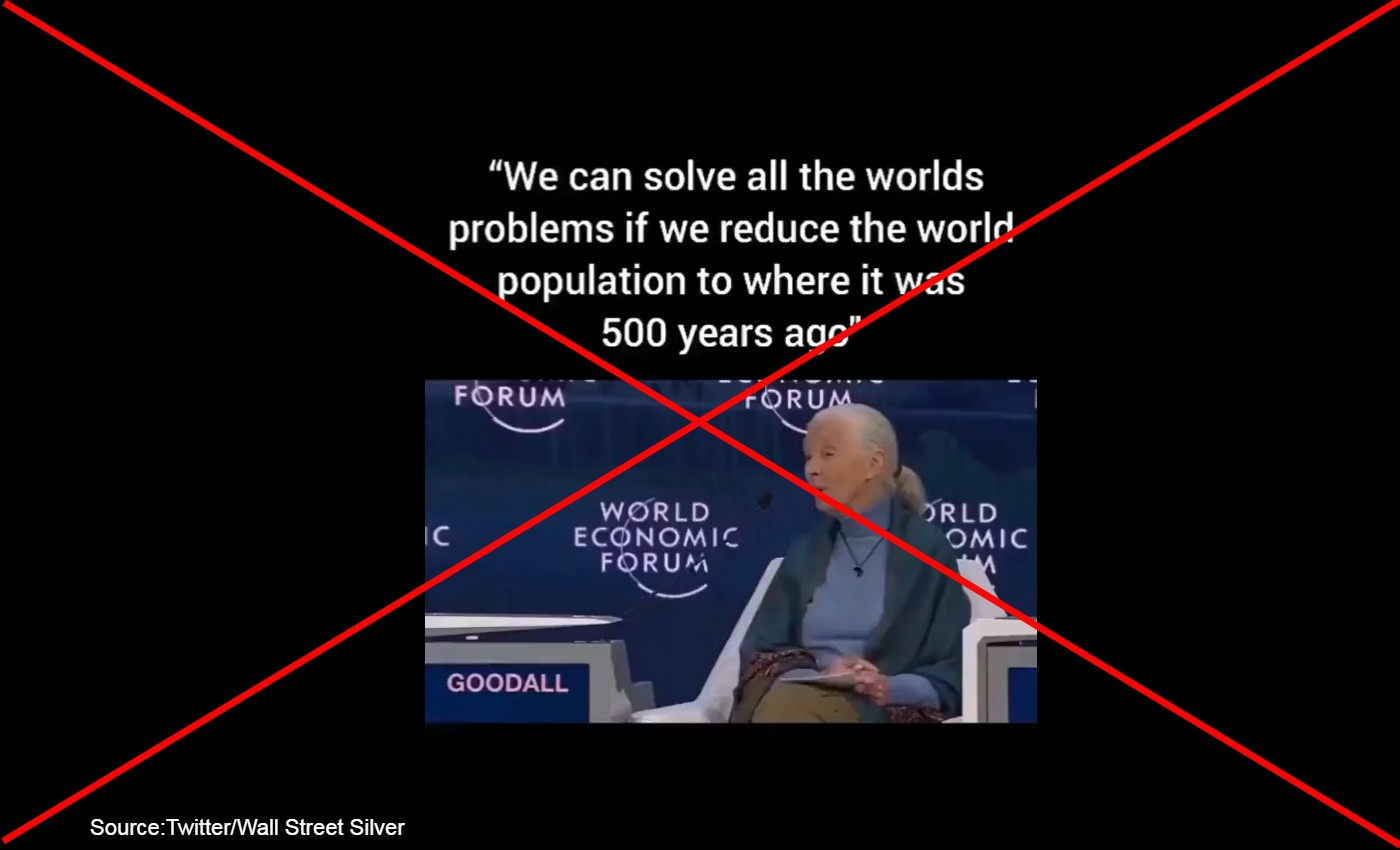 Jane Goodall advocated for depopulation at a WEF event.