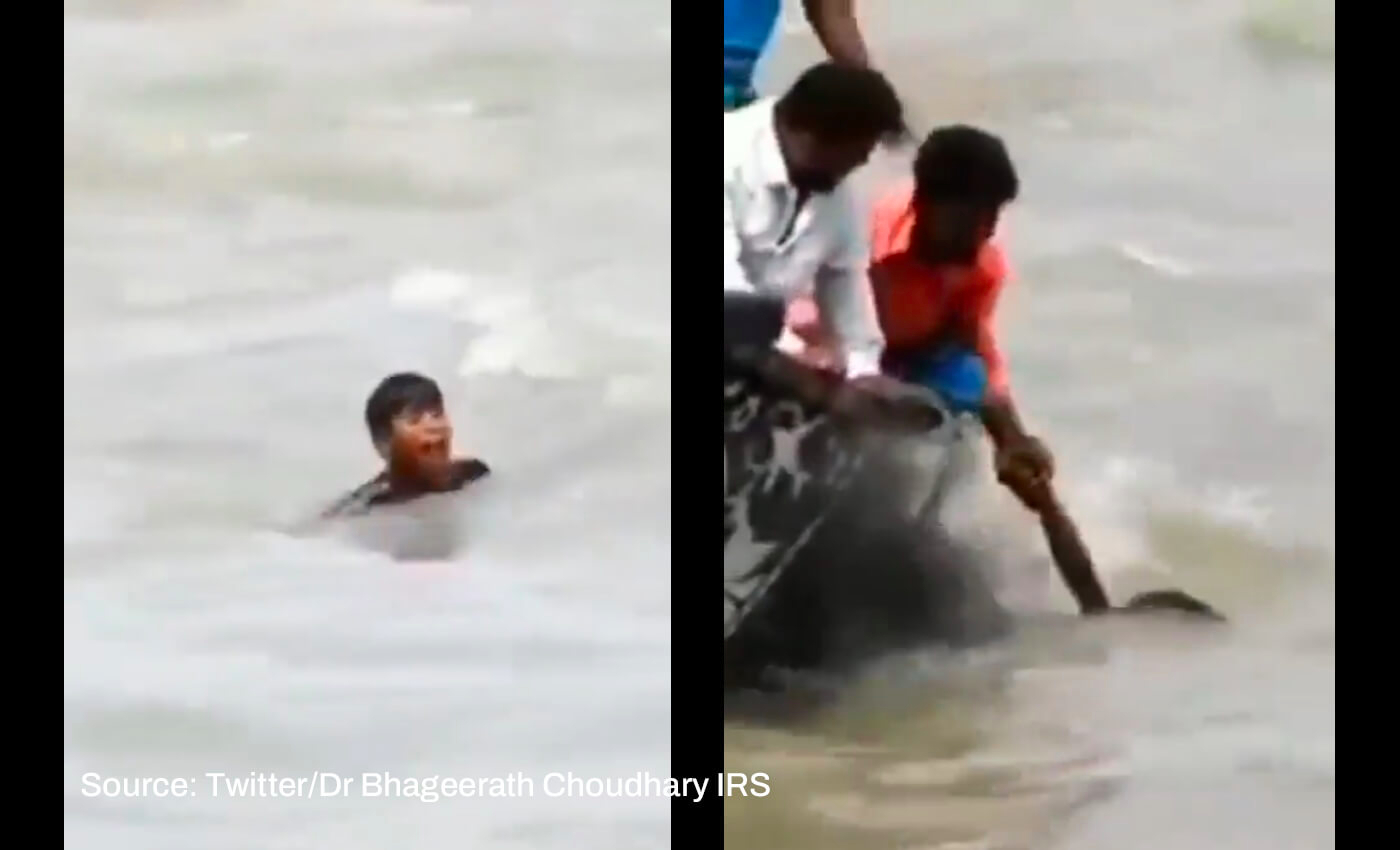 State Disaster Response Force saved a drowning child from Chambal river amid floods.