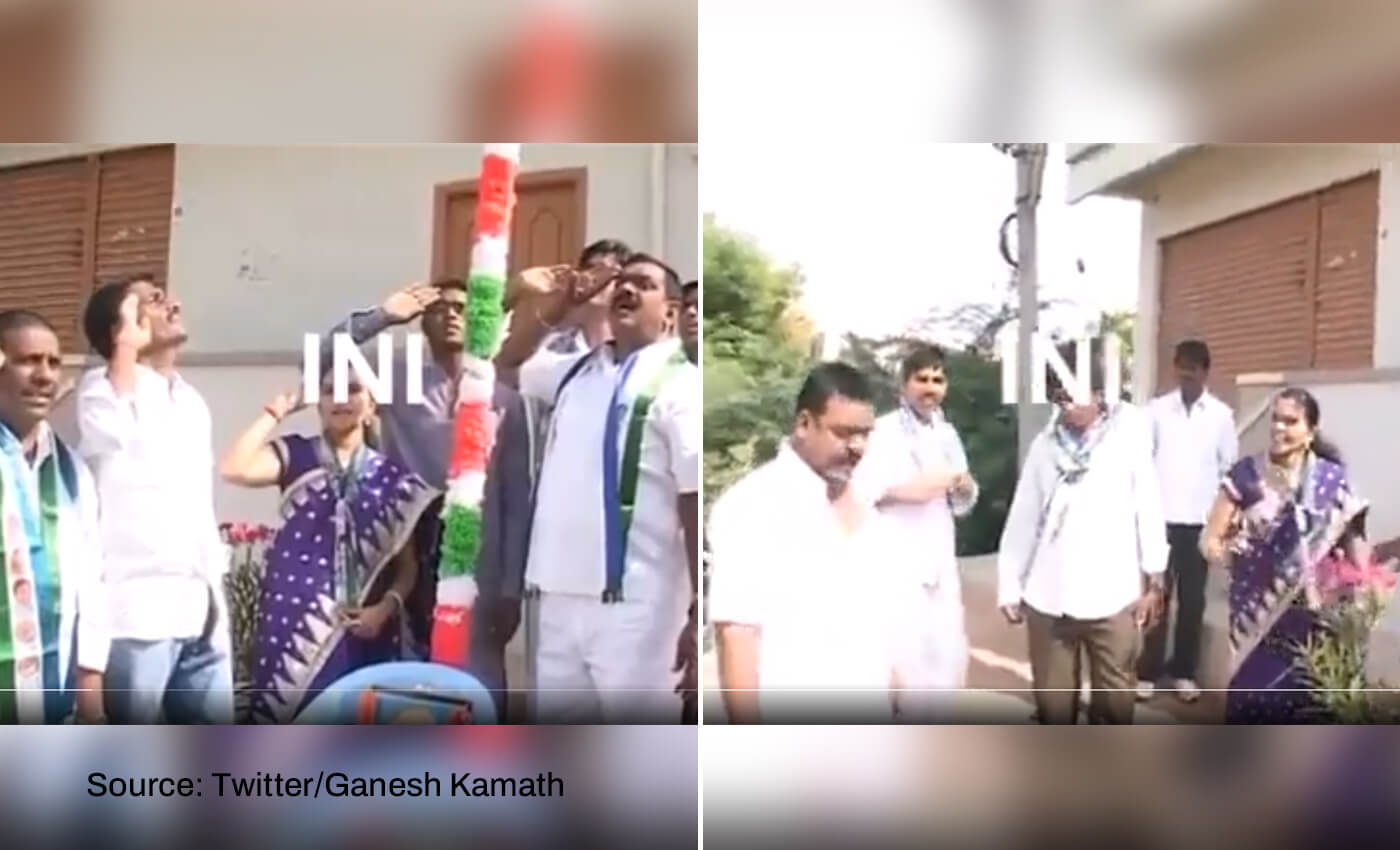 A Congress worker thrashed a colleague for molesting her during an Independence Day ceremony.