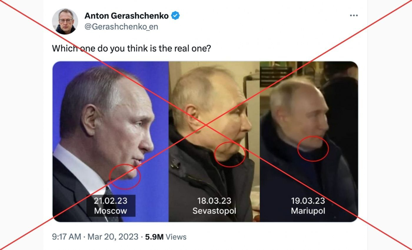 Photographs taken in Ukraine prove Vladimir Putin is deploying body doubles.
