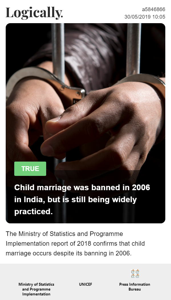 Child marriage was banned in 2006 in India, but is still widespread.