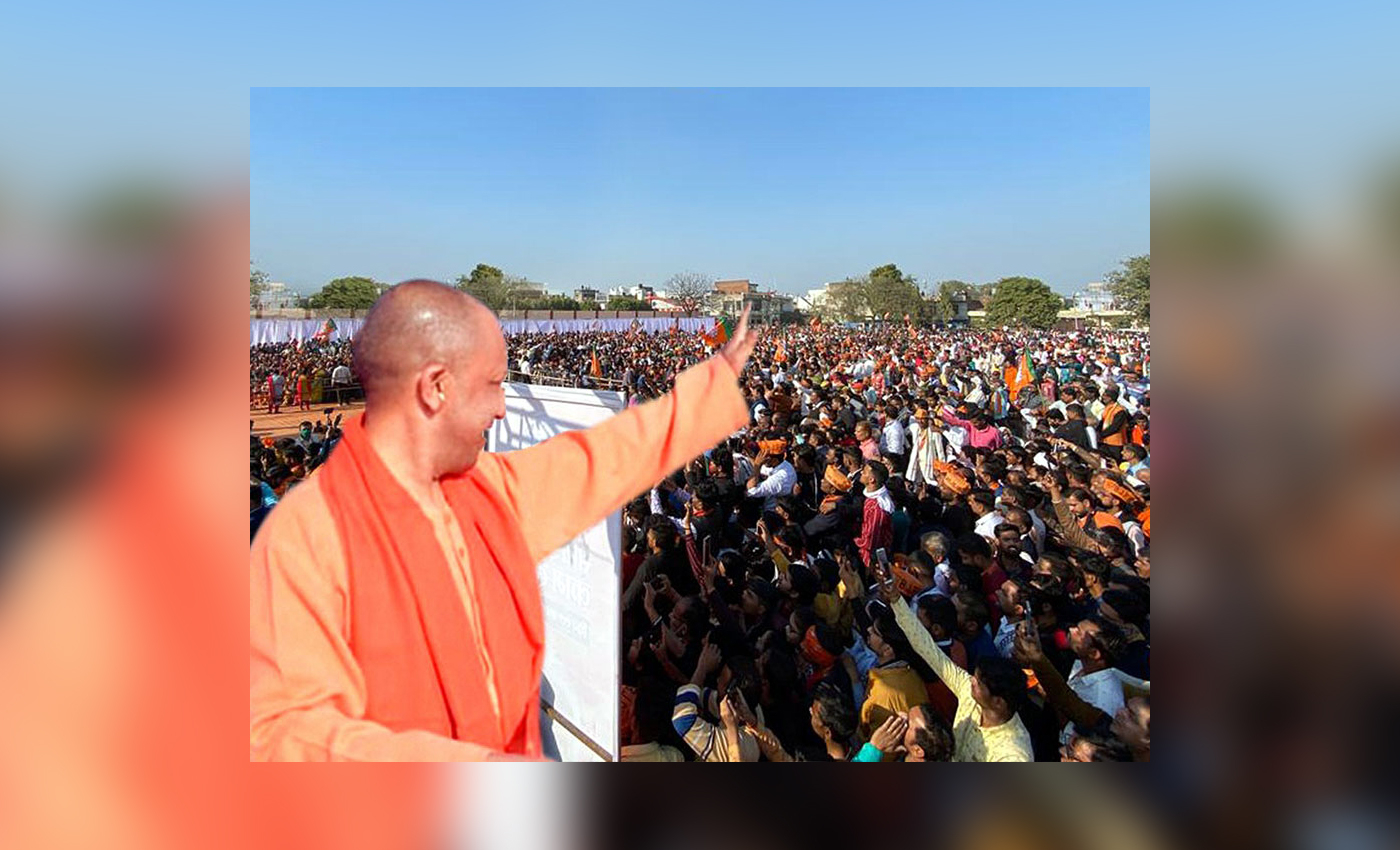 Chief Minister Yogi Adityanath shared a photoshopped image of himself referring to the Etawah campaign rally.