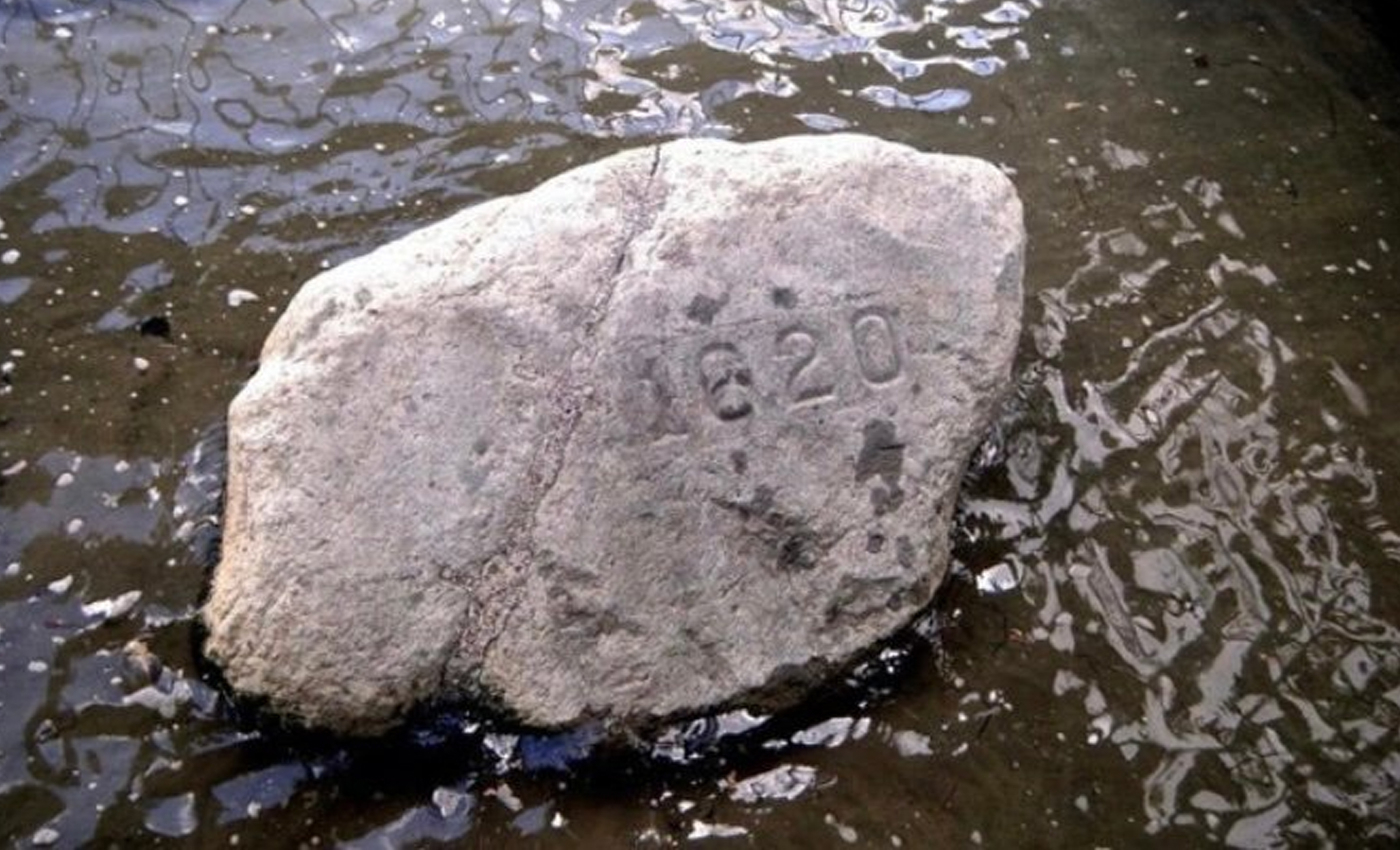 The water level at Plymouth Rock proves the sea level has remained unchanged since 1620.