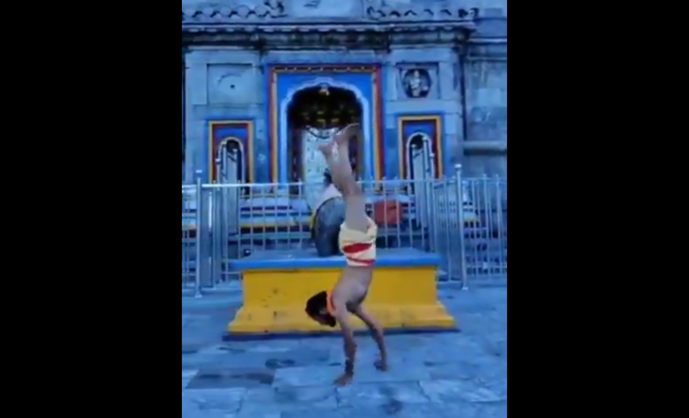 The video shows 26-year-old PM Narendra Modi practicing yoga in the monastery of Swami Sadhu Dayanand in Rishikesh.
