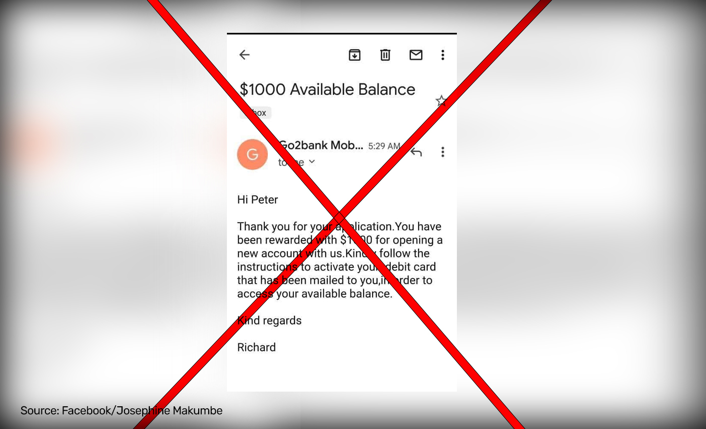 Go2Bank is depositing $1,000 into 50 brand-new accounts that have been registered by email.