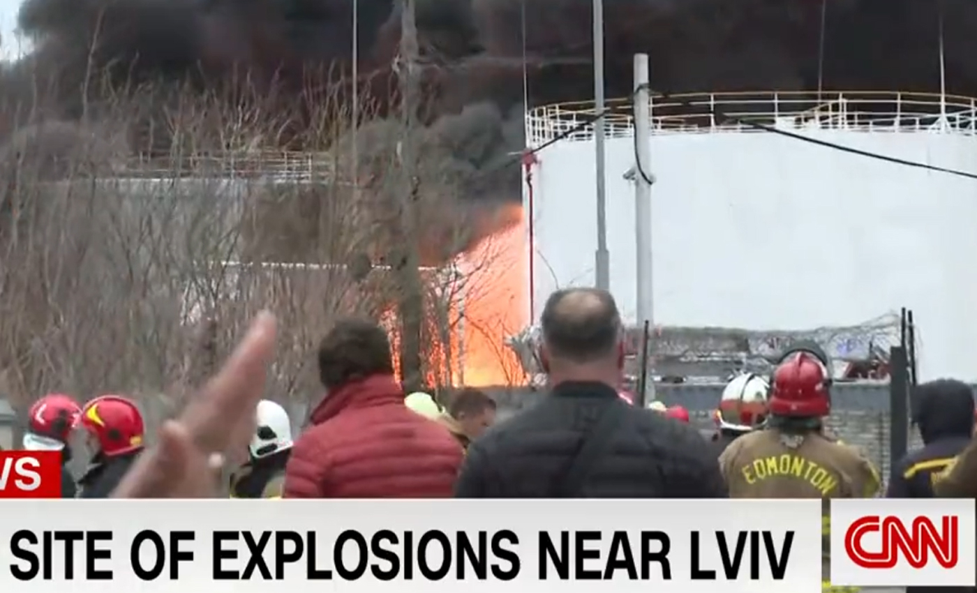 CNN used footage from Canada while reporting on an explosion in Lviv on March 26.