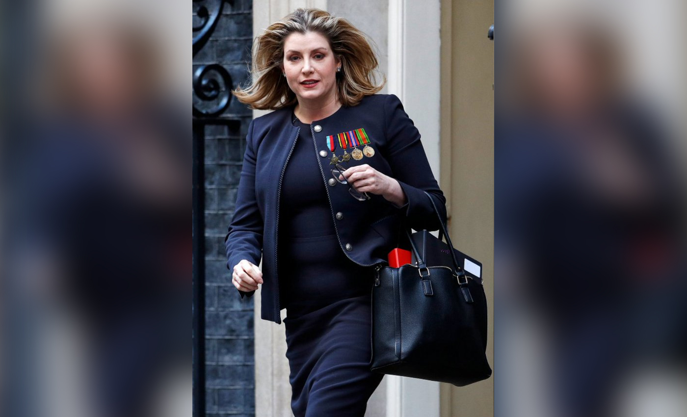This image shows former U.K. Prime Minister contender Penny Mordaunt wearing military medals.
