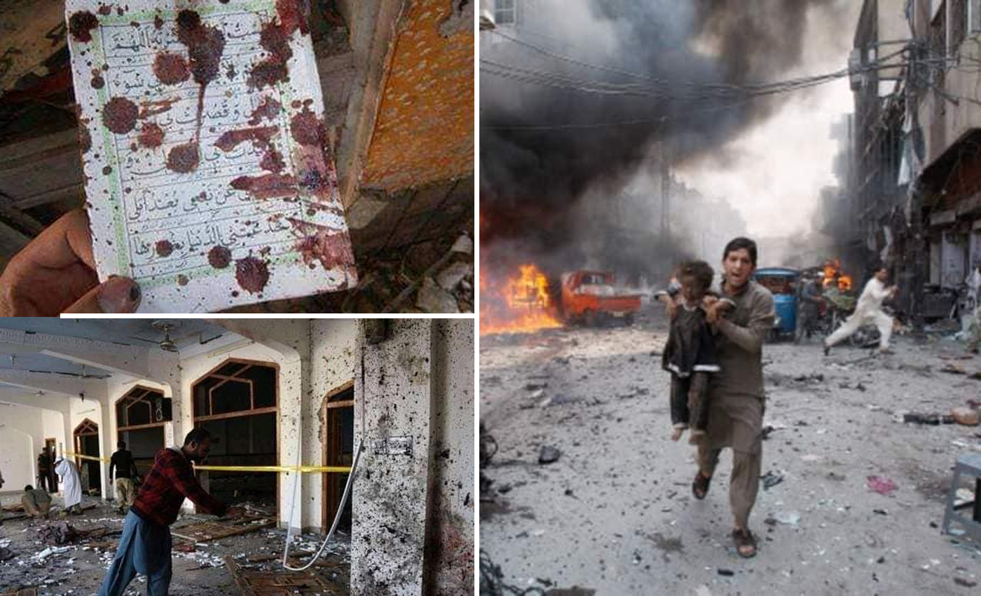 These pictures show the devastation caused by a blast in Peshawar, a city in Pakistan, on March 4, 2022.