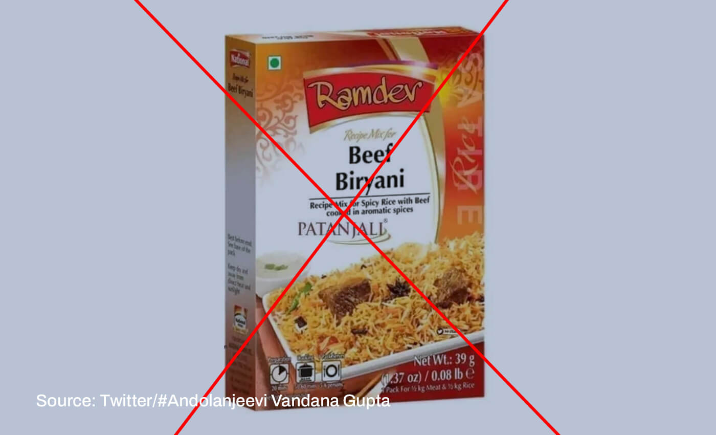 Baba Ramdev's company Patanjali sells beef biryani spice mix.