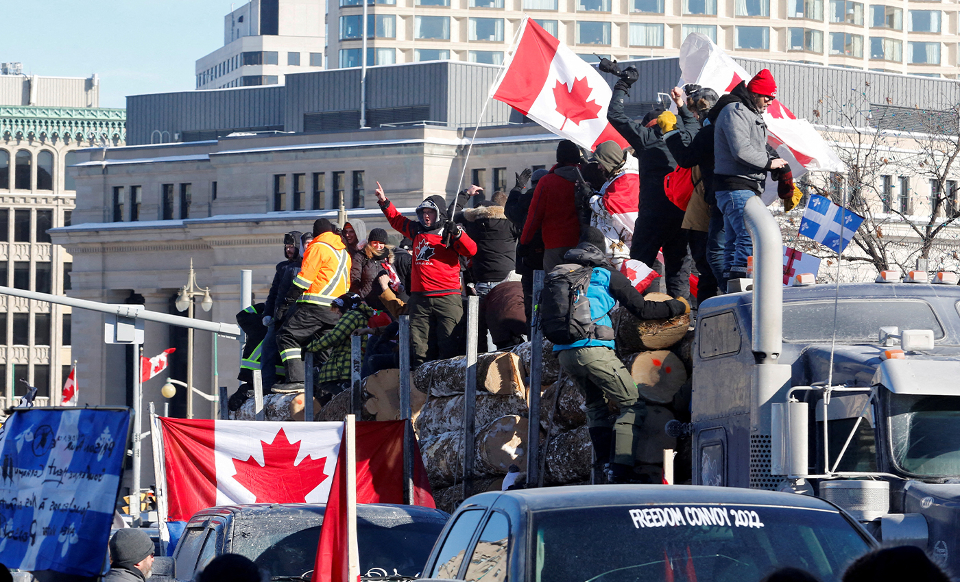 Ontario Provincial Police has reported over 100,000 trucks and the Royal Canadian Mounted Police has reported over 130,000 trucks in the "Freedom Convoy 2022" in Ottawa.