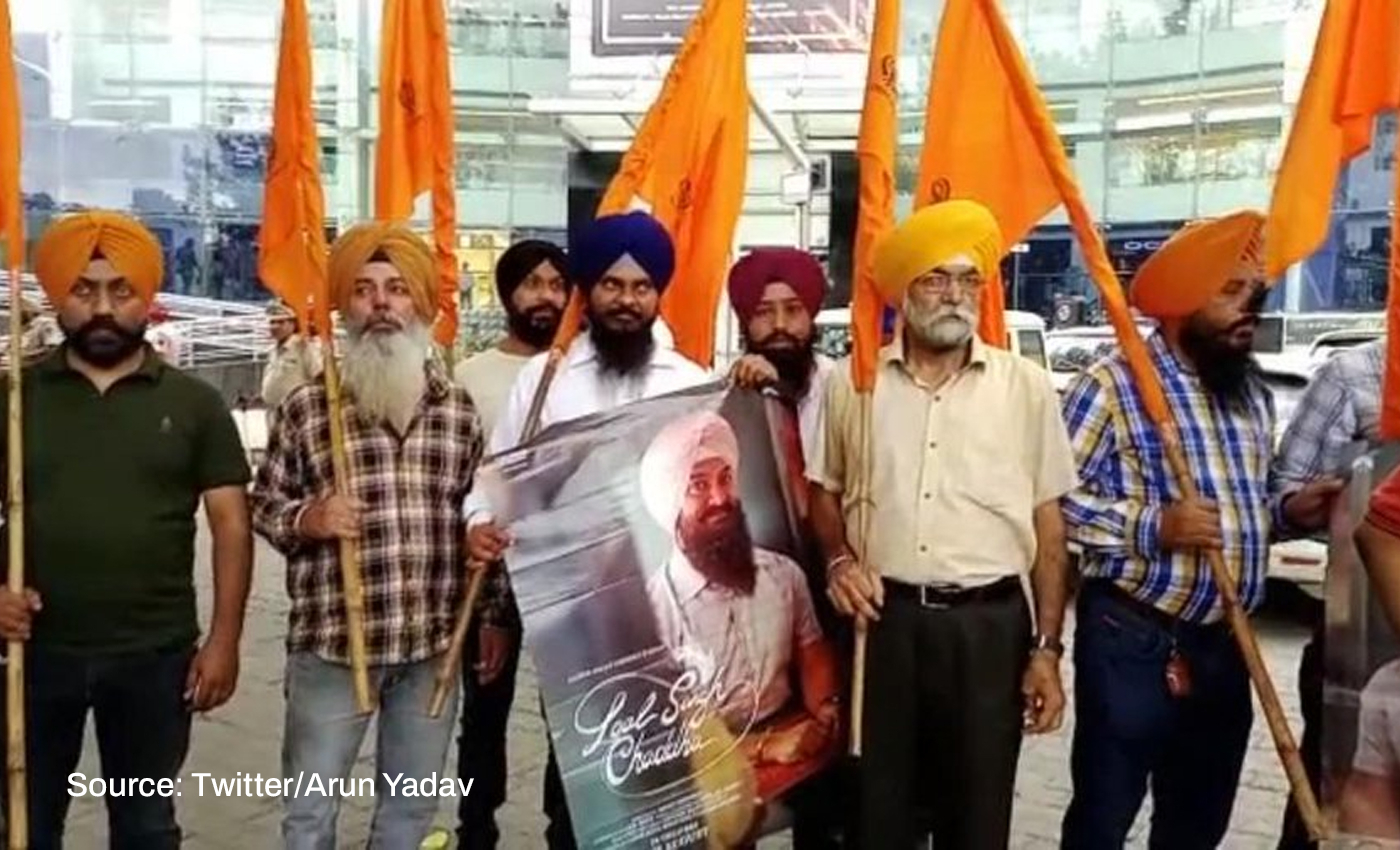 A Sikh group protested against actor Aamir Khan's film Laal Singh Chaddha.