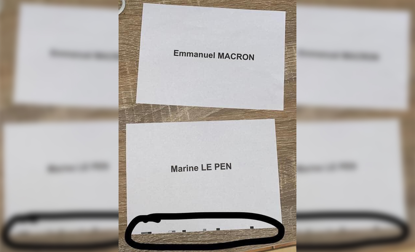 Marine Le Pen's ballot papers were deliberately spoiled to rig the 2022 presidential election in France.
