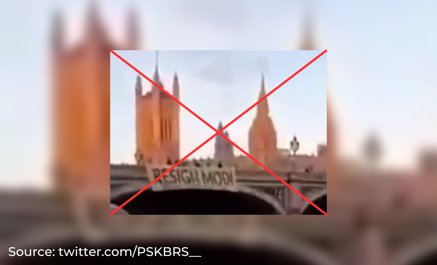Video shows an anti-Modi protest in London after income tax raids on BBC India's offices.