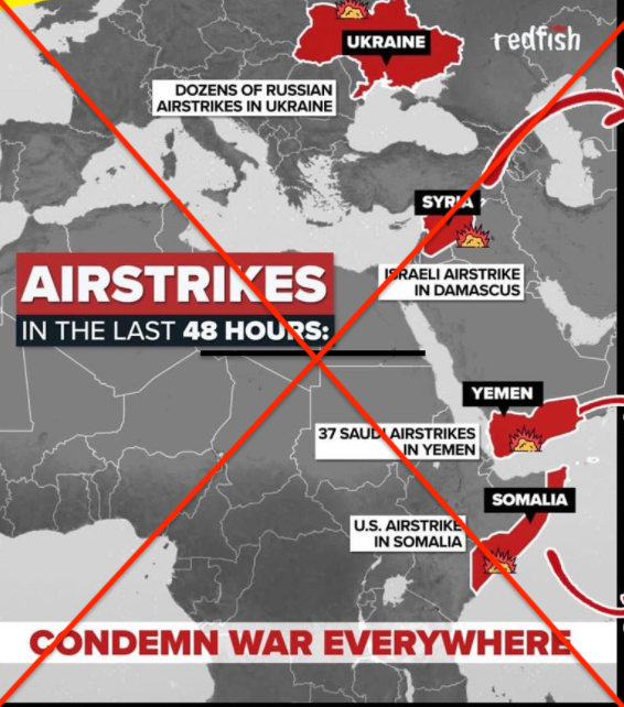 This map shows other countries that were hit by airstrikes within 48 hours of Russia's invasion of Ukraine.