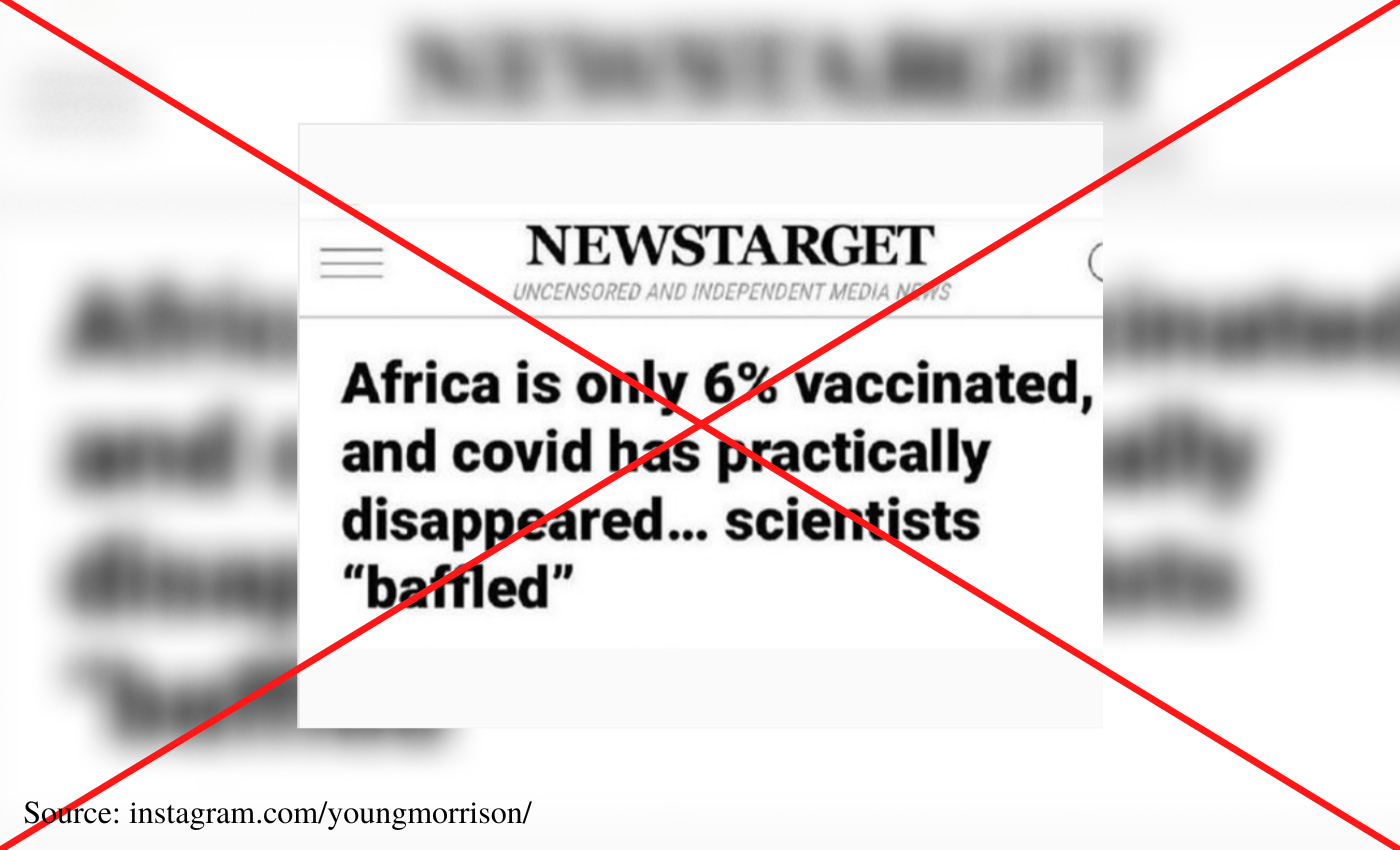 Africa is only six percent vaccinated, and COVID-19 has practically disappeared from the continent.