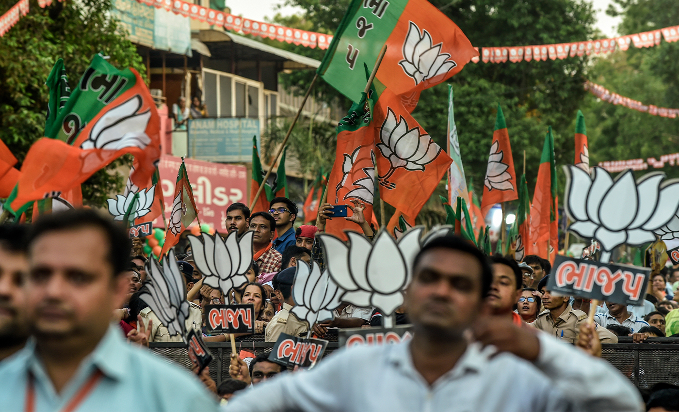 BJP workers and activists tried to break through barricades during their march towards state secretariat Nabanna in West Bengal.