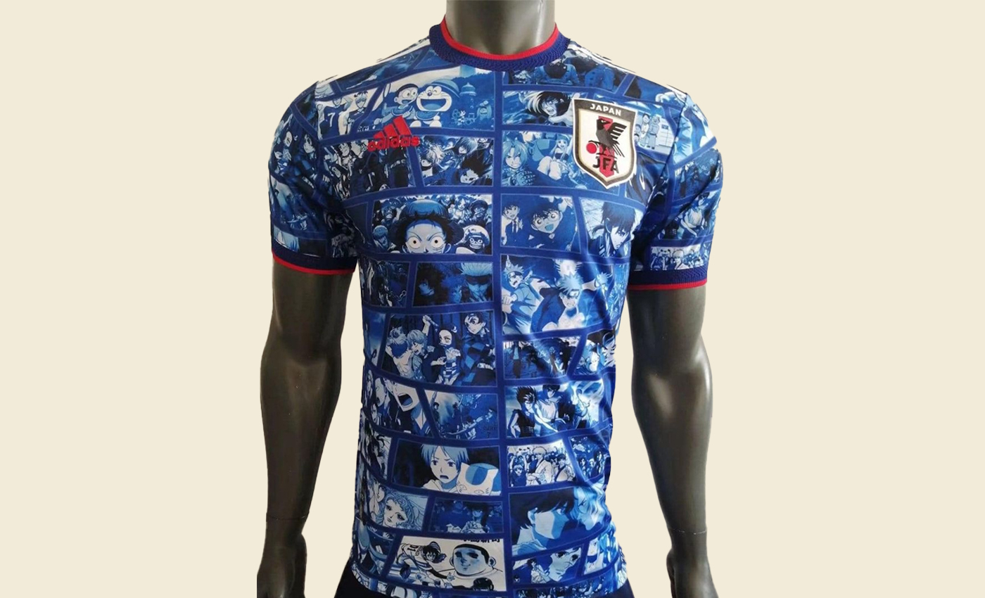 This jersey featuring several manga characters is Japan's official jersey for the 2022 FIFA World Cup.