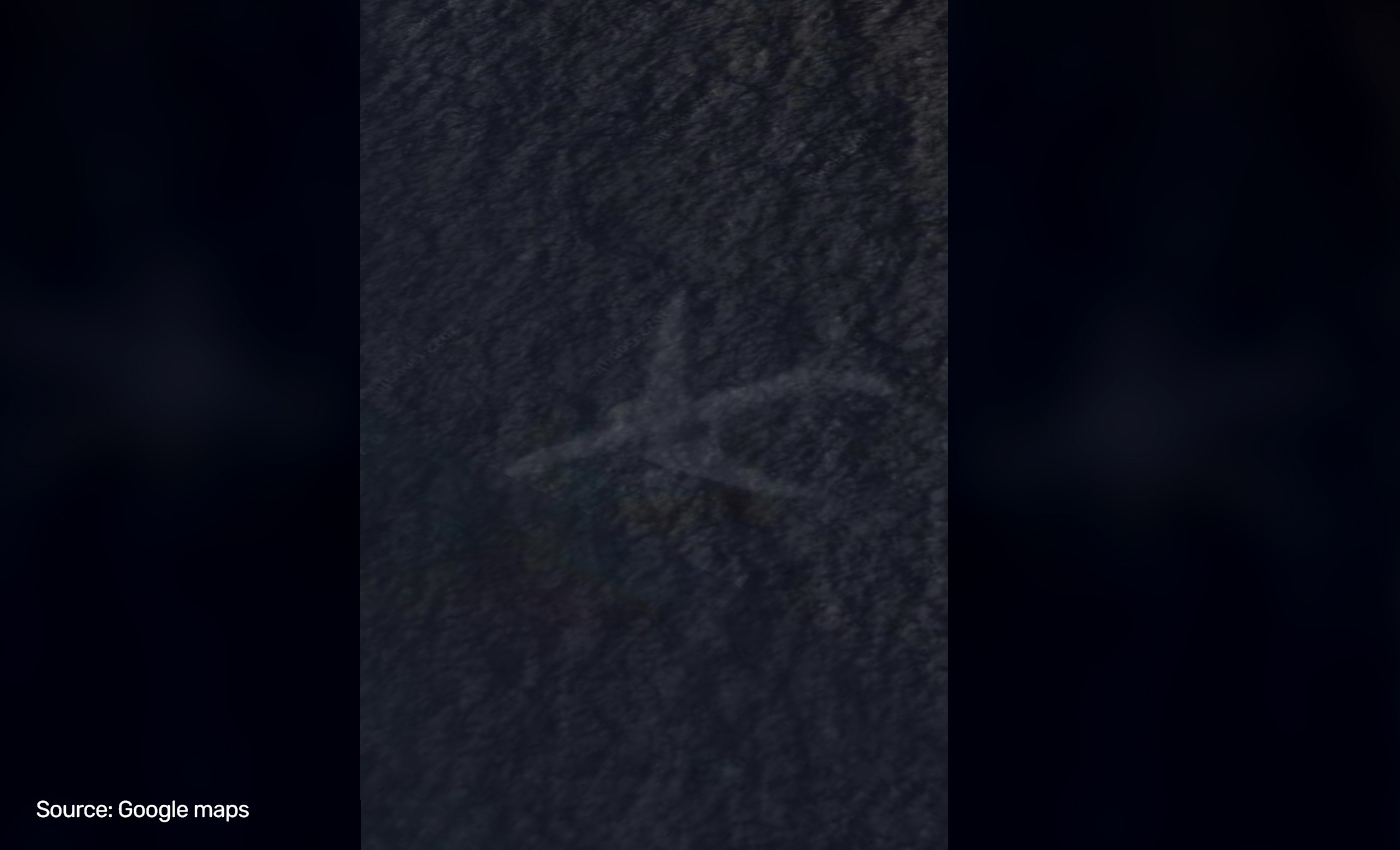 Google Earth shows a sunken plane off the coast of the Bahamas.